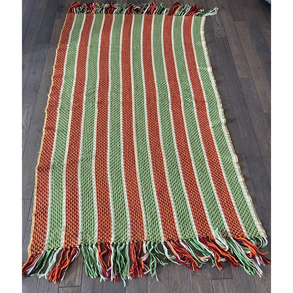 Handmade Lightweight Afghan Blanket Throw ~ Multicolor Woven Crochet 41" x 70"